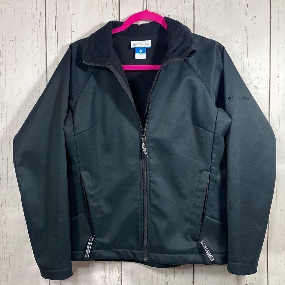 Columbia Valencia Soft Shell Black Fleece Lined Zip Womens Jacket
